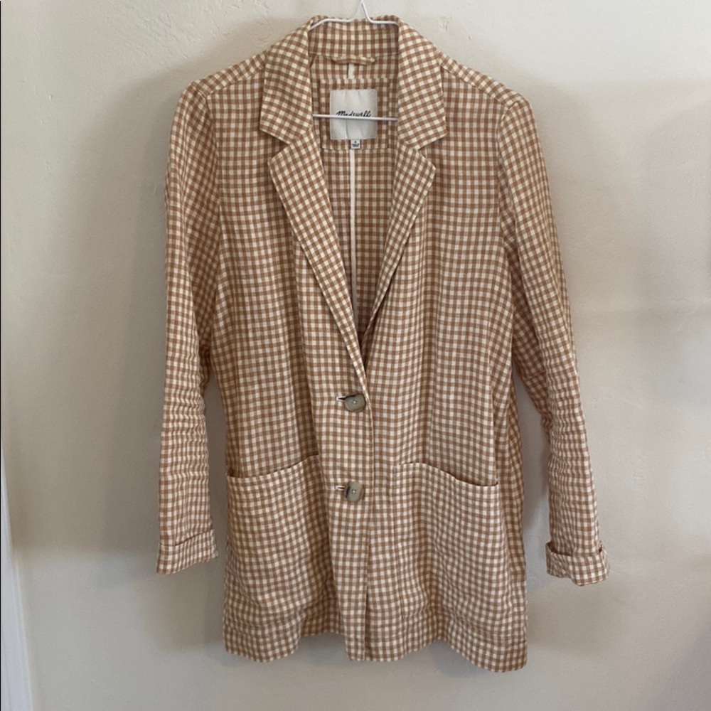 Madwell Linen Dorset blazer in gingham check